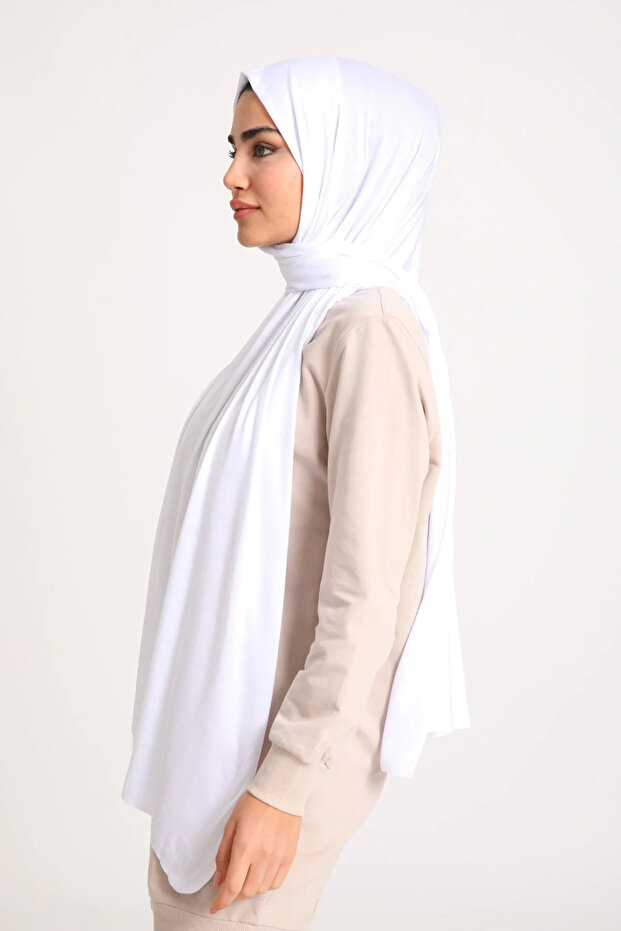 White Lycra Combed Shawl - 5