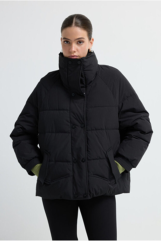 Cepli Kısa Şişme Mont - 1