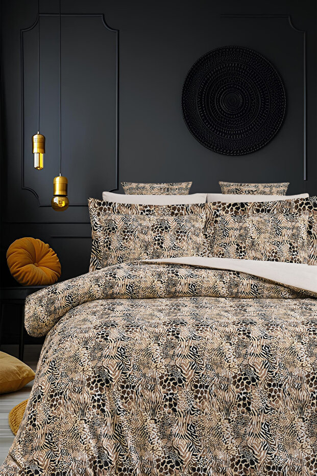 Elastic Sheet Bedding Set Double Size Python Beige - 1