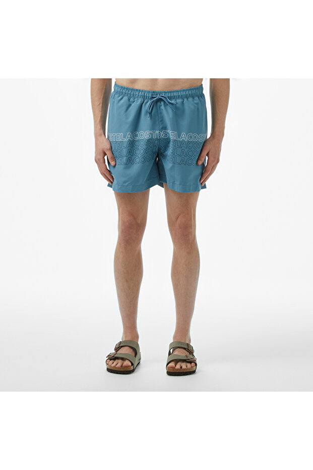 Erkek Regular Fit Baskılı Mavi Mayo - 2