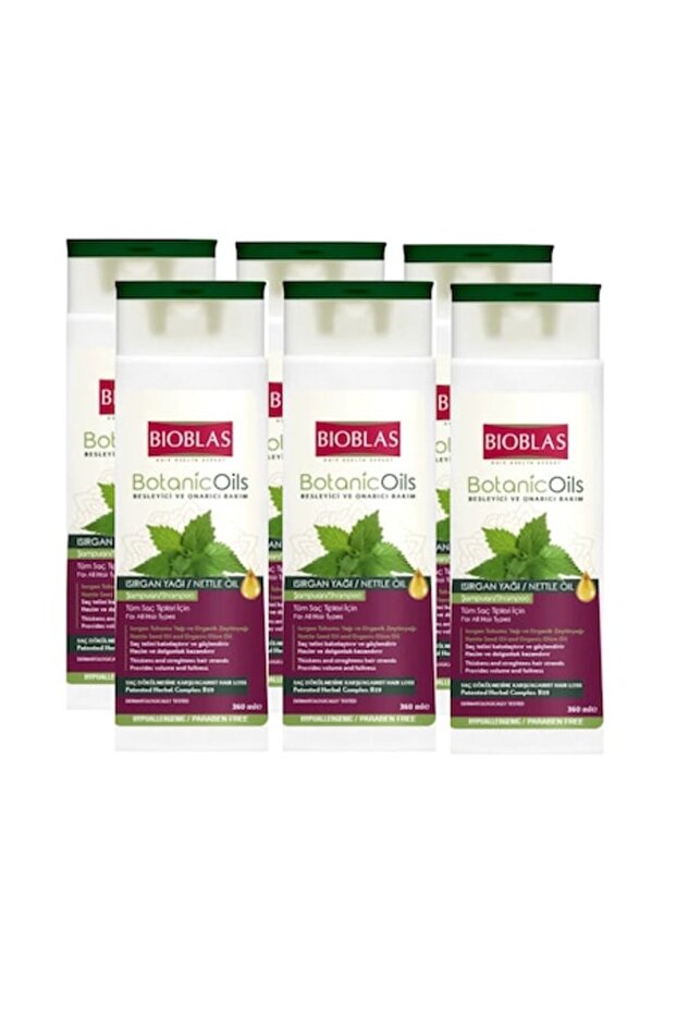 Set of 6 Volumizing Shampoos with Nettle & Argan Oil, 360 ml, 0% Parabens, Hypoallergenic - 1
