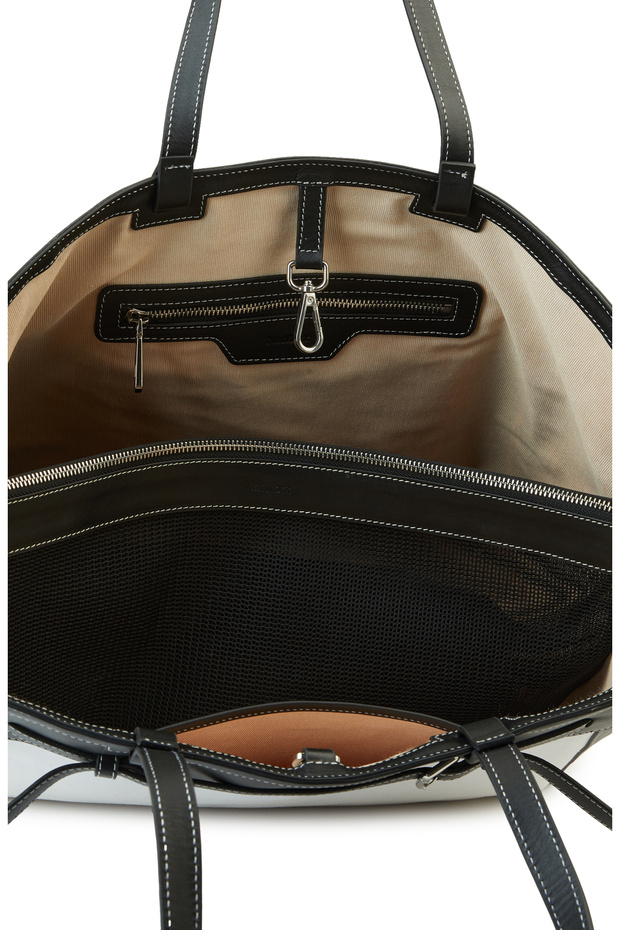 Bej Siyah Kadın Deri Çanta - 5