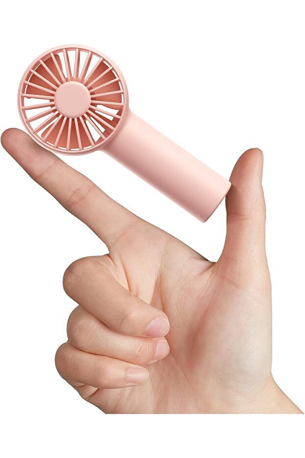 Mini Portable Handheld Fan - 2000mAh, USB-C, 3 Speeds (Pink)