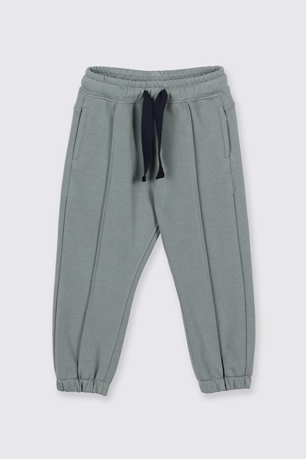 Baby Boy Elastic Waist Green Sweatpants with Pockets and Elastic Cuffs