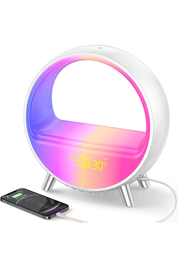 LED Smart Alarm Clock Speaker | Colorful LED Wake Up Light Voice APP Control - 1
