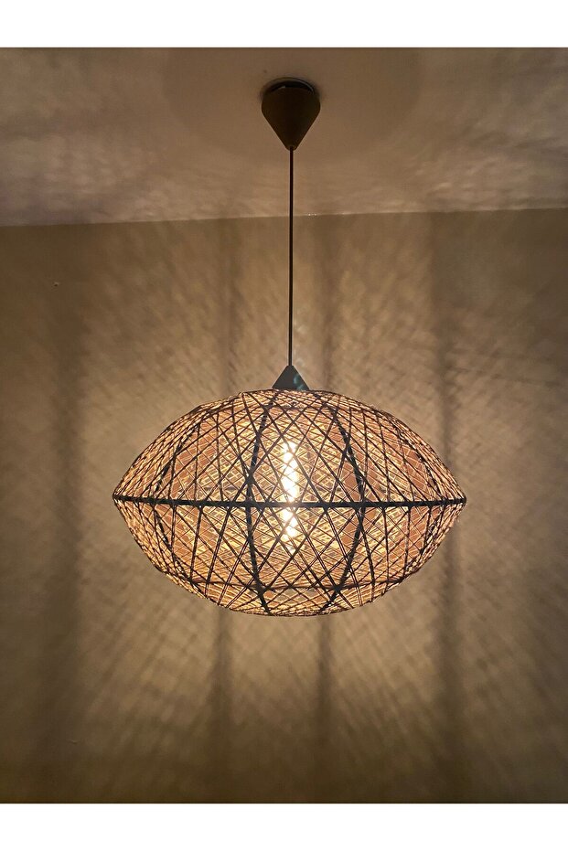 Bohem,Rustik,Modern,Hasır,Jüt,Doğal,El Yapımı Sarkıt Avize - 3