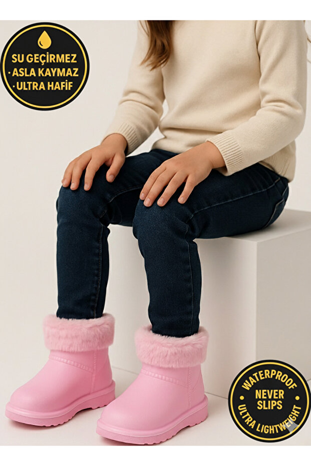 Çocuk Kışlık Kar Yağmur Botu– Su Geçirmez, Peluş Astarlı, EVA W10290-225 Tokio Borreguito Modeli - 5