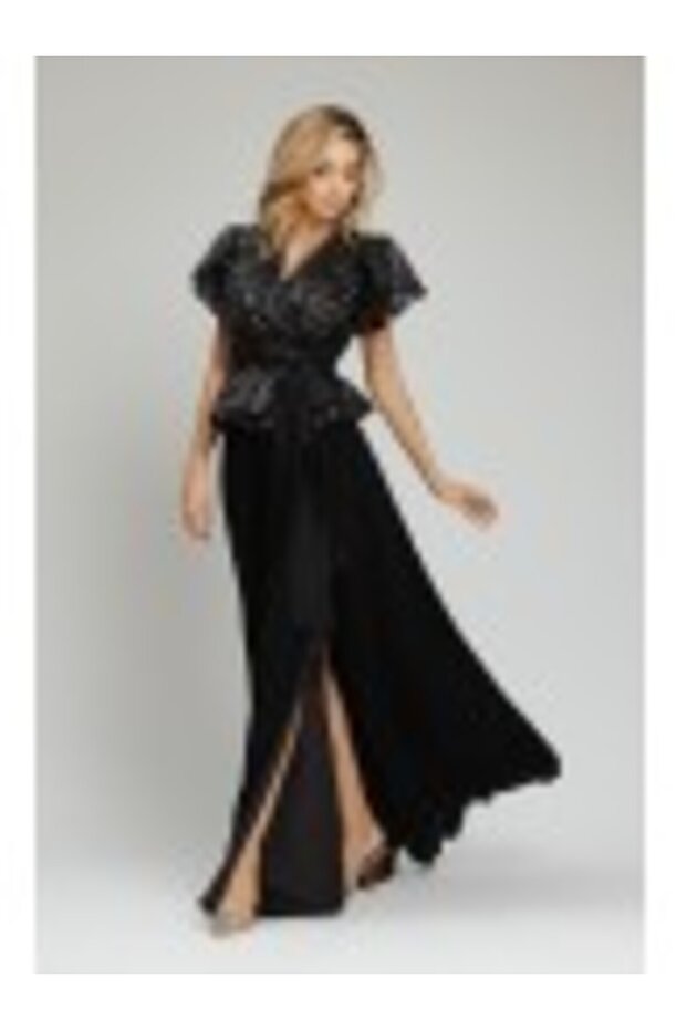 Sequin Top with Flutter Sleeves - Black - 5