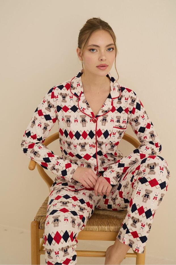 Set pijama cu model bej - 1