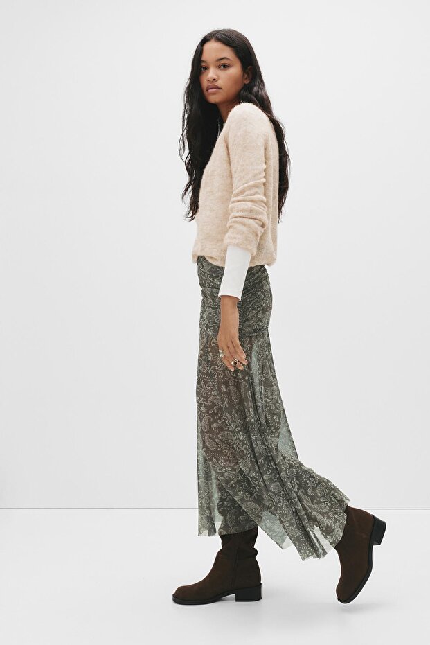 Asimetrik midi etek paisley - 3