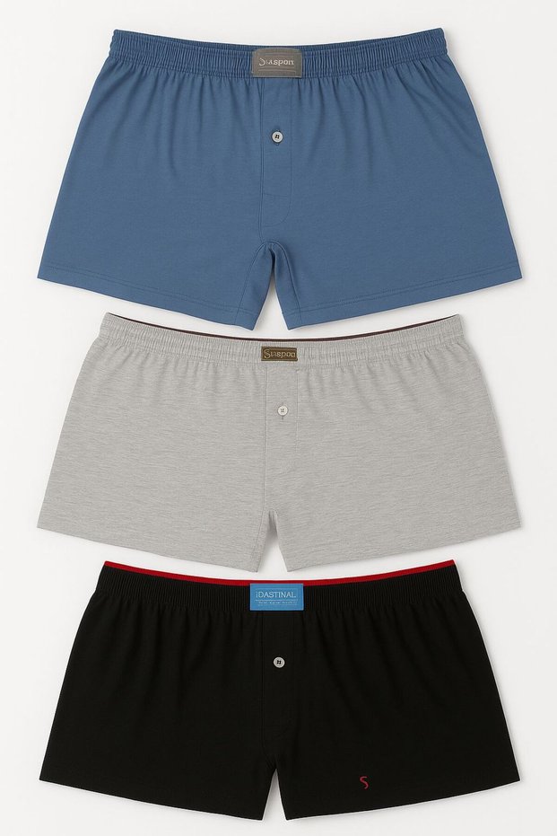 Men's Havlubel Boxer Set of 3 |   Multi-Colored Basic Cotton Panties Comfortable Underwear