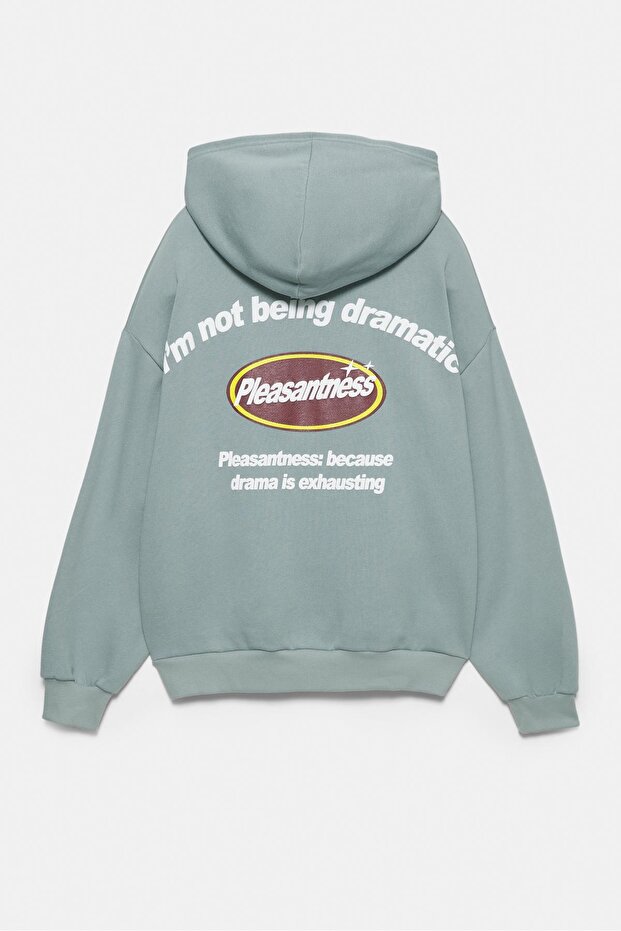 Dramatik grafik kapüşonlu sweatshirt - 7