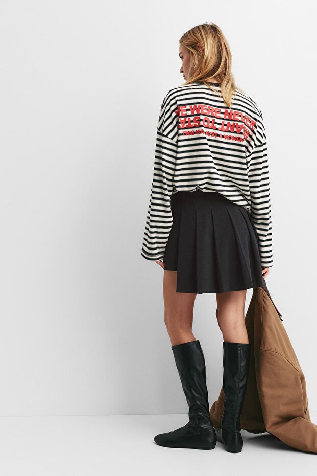 Asimetrik pilili mini etek - 5