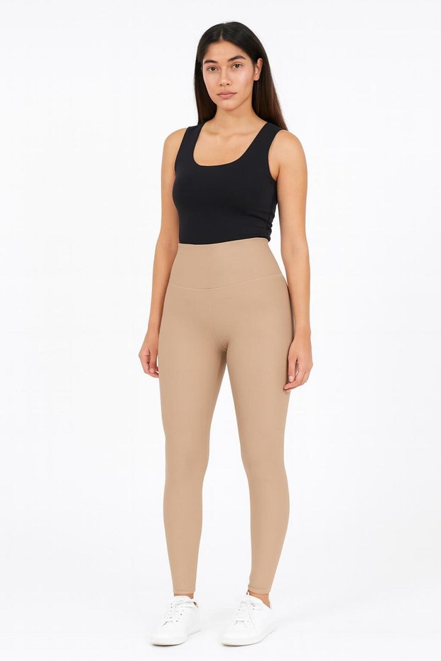 Women's High Waist Basic Skin-Colored Leggings – Stretchy, Comfortable, and Suitable for Everyday Wear