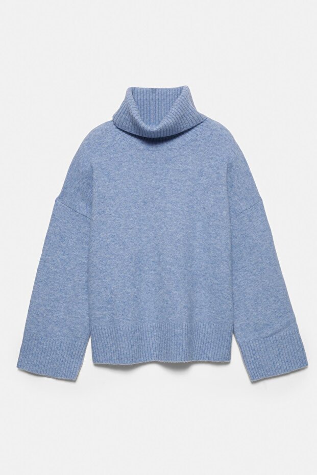 Dik yaka yumuşak örgü kazak - 6