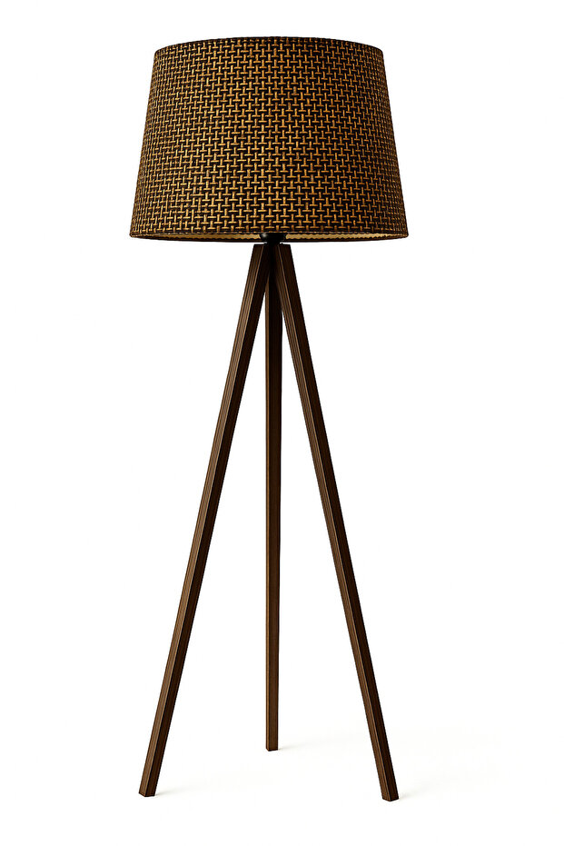 Ceviz Hasır Kahve Ahşap Lambader - 2