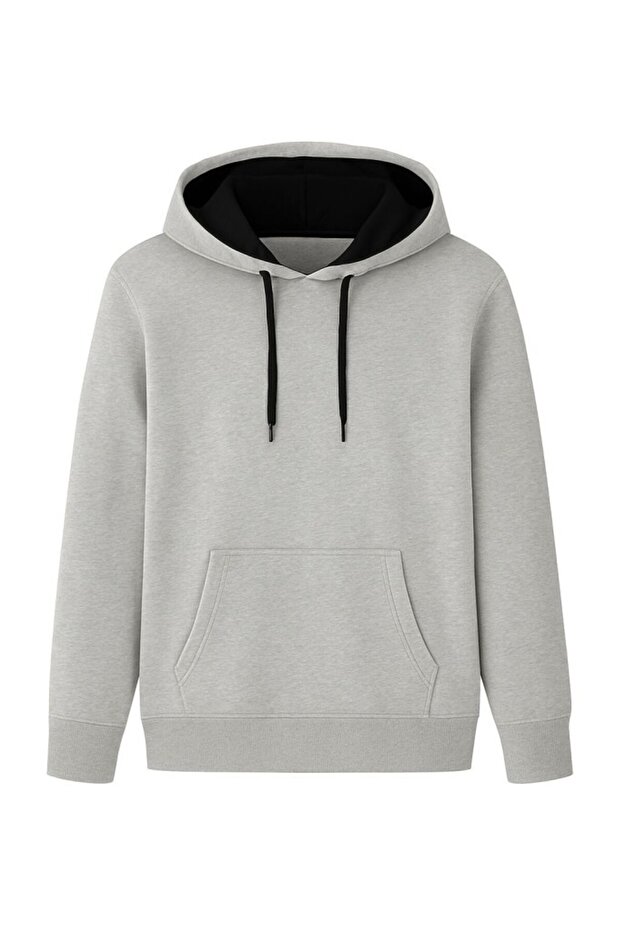 Men's Solid Color Gray Hooded Sweatshirt Men's Sweatshirt Gray