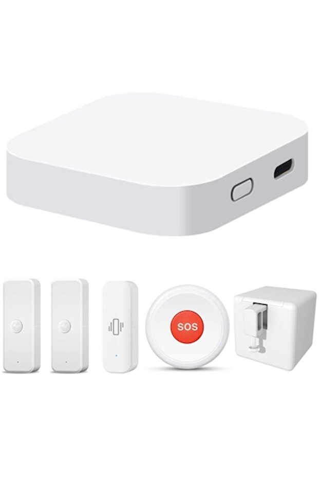 Smart Home Set with WiFi/Zigbee/Bluetooth Hub, Fingerbot, 2 Motion Sensors, Vibration Sensor, SOS Bu - 1