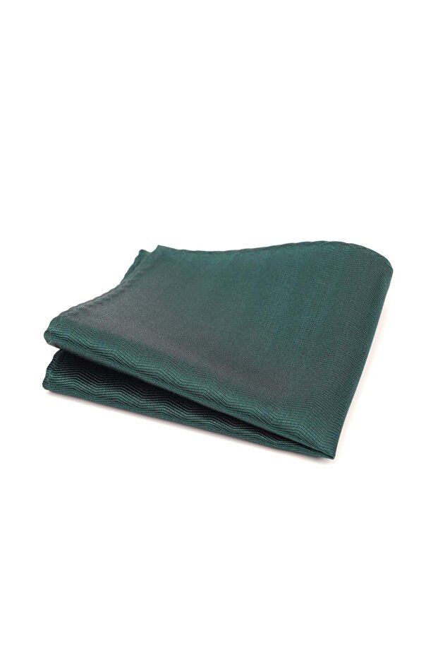 Plain emerald green pocket square with subtle texture - 1