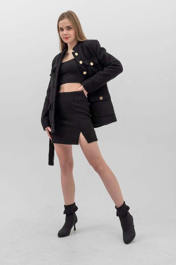 Fusta Mini Boucle Neagra - 2