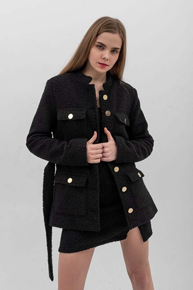 Fusta Mini Boucle Neagra - 3