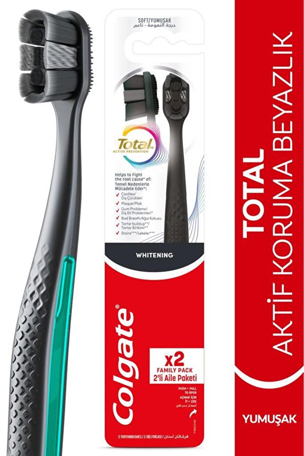 Total Whitening 1+1 Soft Toothbrush (Black) Oral Care Oral Hygiene Teeth Cleaning