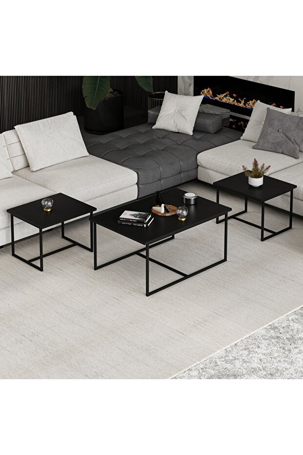 Levada 3'lü Zigonlu Sehpa - Siyah - 3