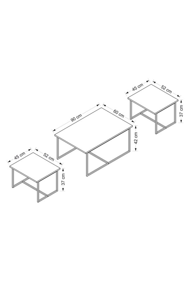 Levada 3'lü Zigonlu Sehpa - Antrasit - 8