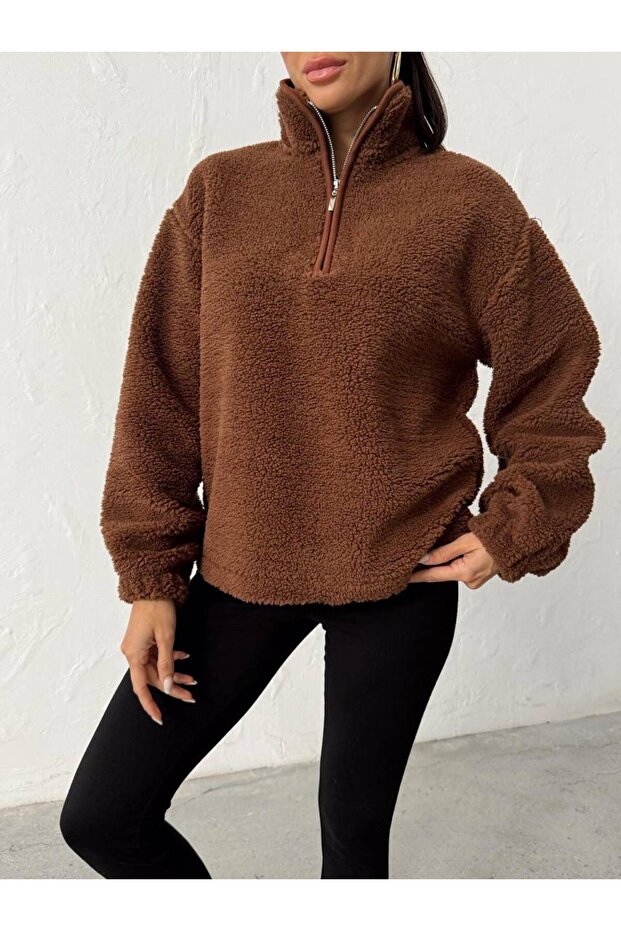 KAPÜŞONLU PELÜŞ SWEATSHIRT - 2