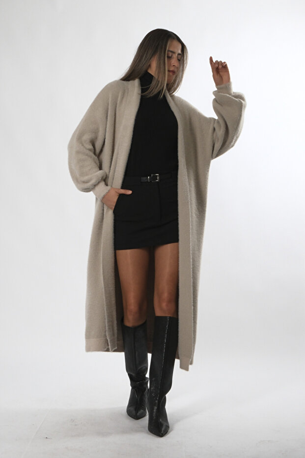 Kadın Boydan Sakallı Triko Hırka - 4