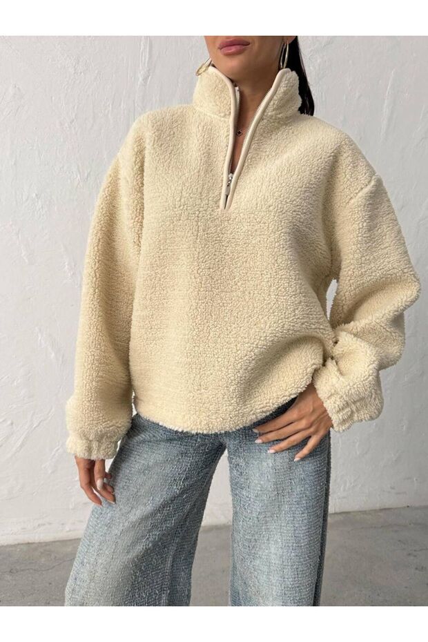 KAPÜŞONLU PELÜŞ SWEATSHIRT - 2