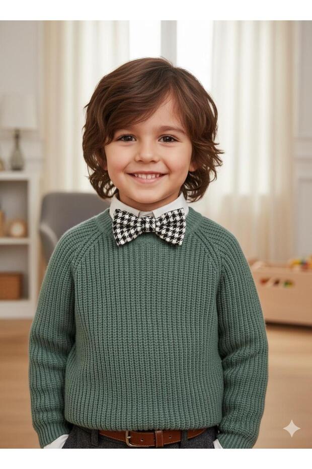 Thessaloniki Knitted Crew Neck Unisex Sweater Raglan Sleeve Stitch-Free Domestic Production School-Nursery-Daily