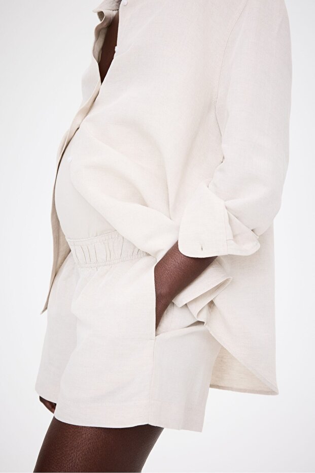 MAMA Keten Karışımlı Şort - 3