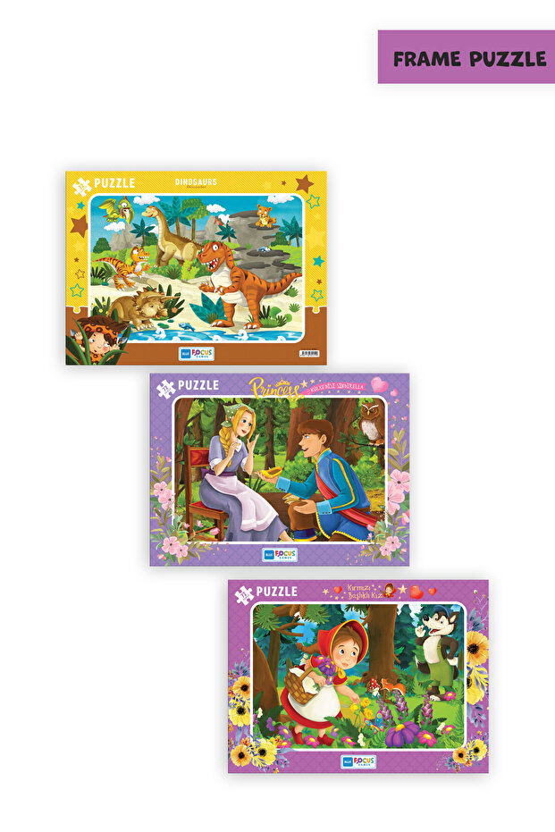 3 Pcs 72 Pieces Children's Puzzle Dinosaurs and Princess Rapunzel and Red Riding Rider