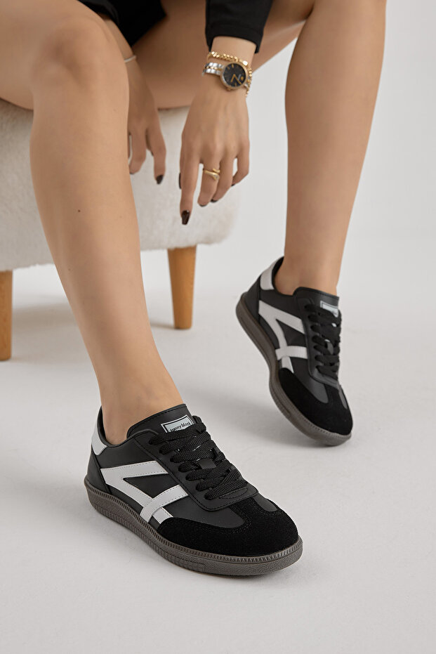 Unisex Black and White Thermo Sole Lace-Up Sneakers