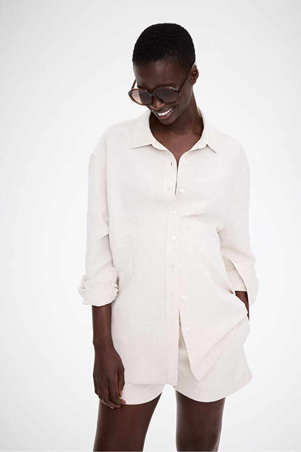 MAMA Keten Karışımlı Şort - 1