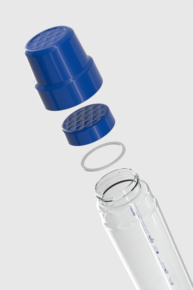 Nest Text Patterned 800 ml Tritan Flask with Glass 912085 Blue - 3