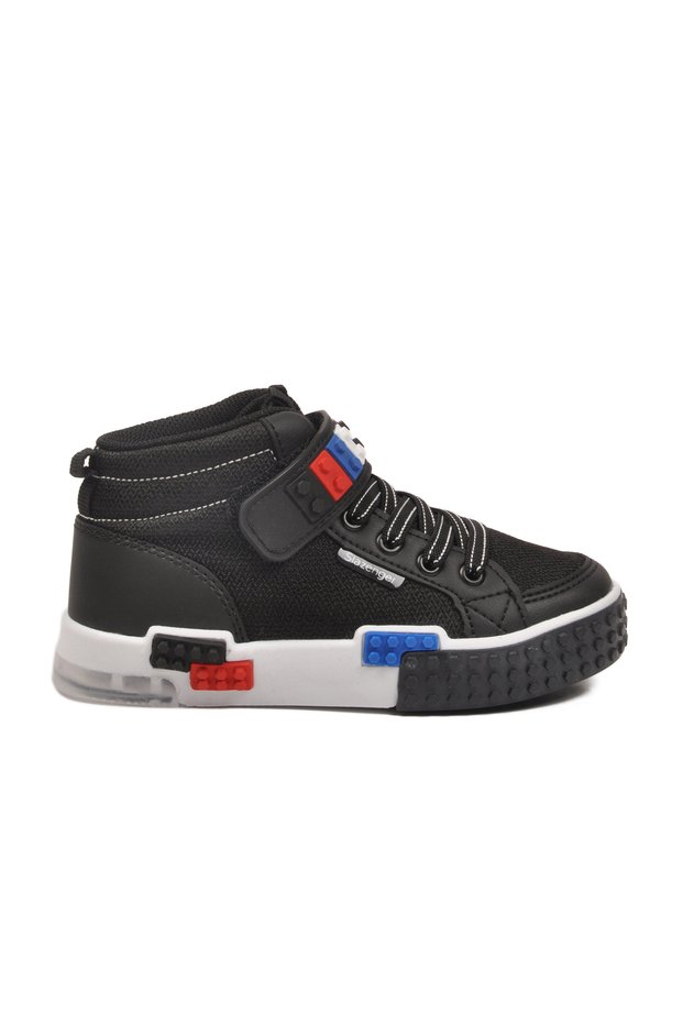 Black and White Mesh Velcro Ankle Length Boys' Sports Shoes North P