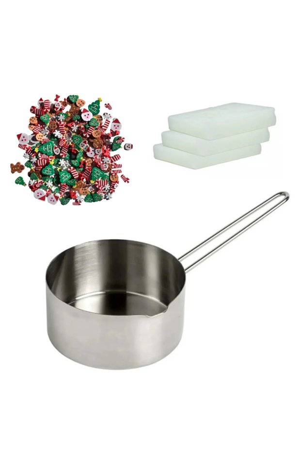 Christmas Candle Making Kit Candle Melting Pot 500 ml Christmas Ornament Sticker Paraffin 500 g Candle Set