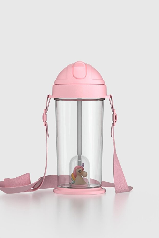 Cosmo Unicorn Figürlü 385 ml Pipetli Askılı Tritan Çocuk Matara 912147 Pembe - 1