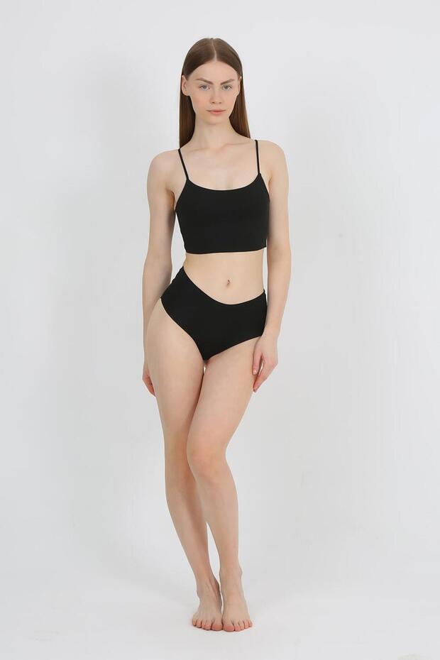 سراويل داخلية أساسية عالية الخصر مقطوعة بالليزر، عبوة من 3 قطع - 1