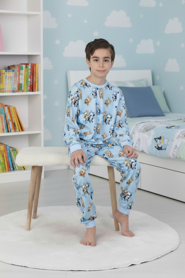 Bluey Baskılı %100 Pamuk Erkek Çocuk Pijama Takımı | Yumuşak Doku - 1