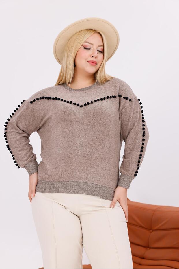 سترة ناعمة كبيرة الحجم مع بوم بوم - 3