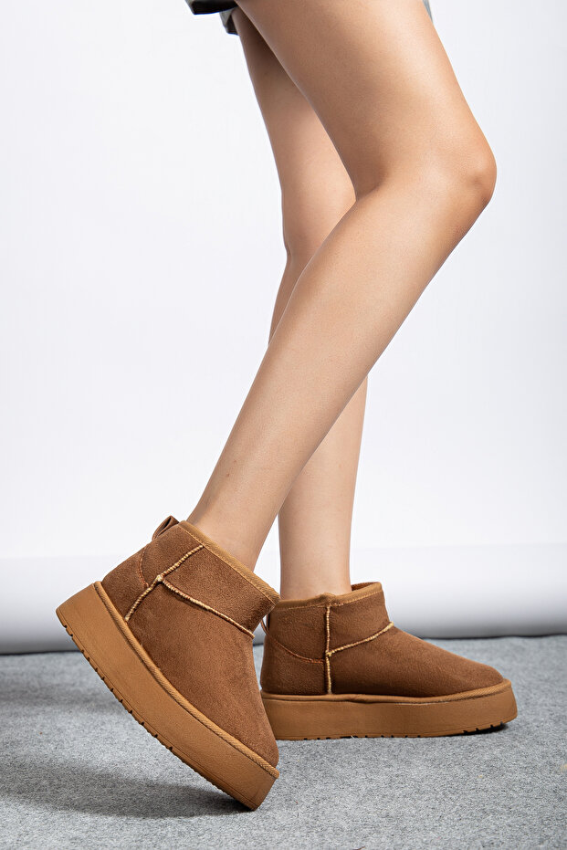 KADIN MİNİ NUBUK BOT İÇİ TÜYLÜ YÜKSEK TABAN U-K - 3