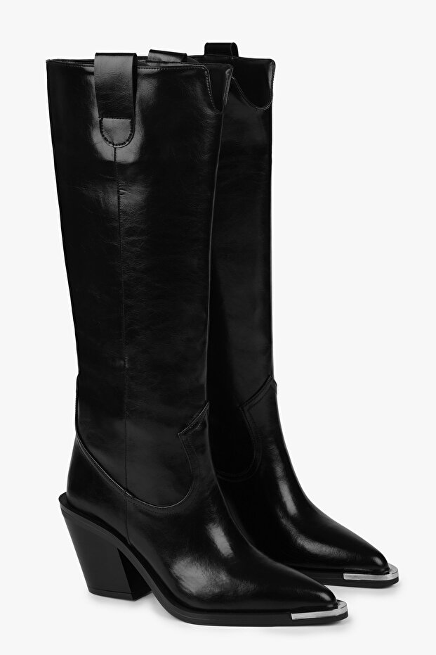 Women's Axor Black Leather Cowboy Boots