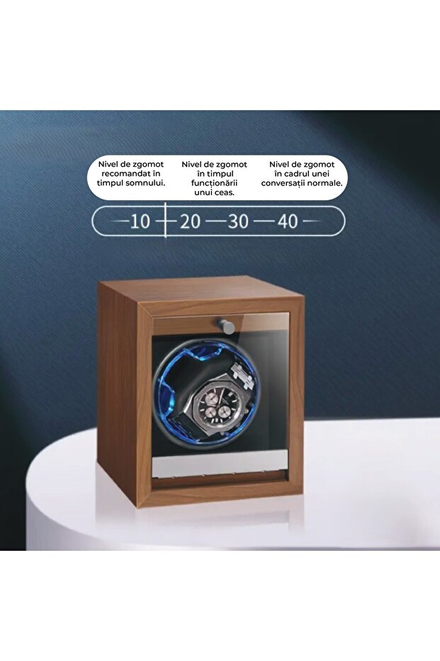 Automatic watch winder, 1 compartment, LED lights, 5 modes, 4 rotation programs, wood finish - 6