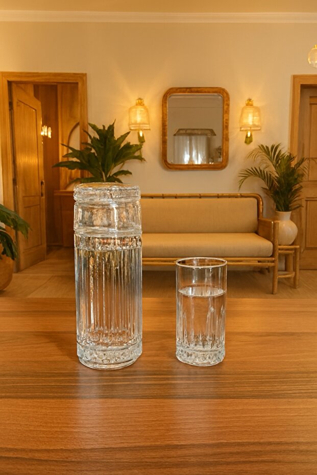 SÜRAHİ ve 6 ADET KRİSTAL BÜYÜK SU BARDAĞI - 3