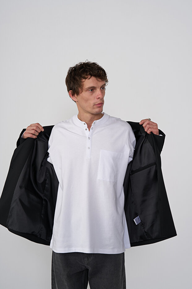 Oversize Çıtçıtlı Basic Tshirt - 1