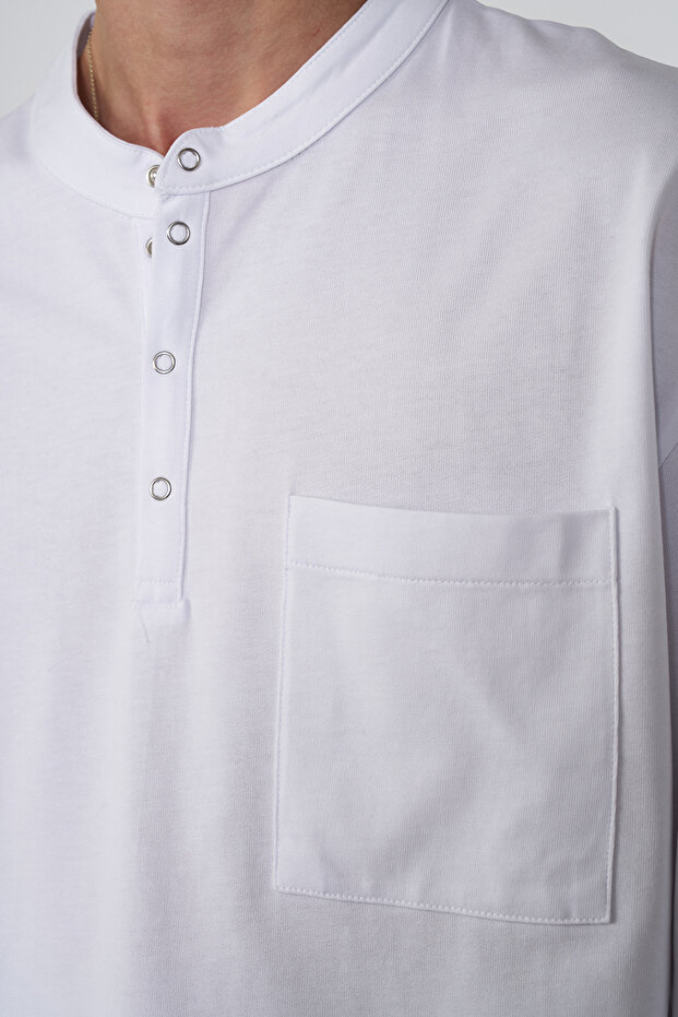 Oversize Çıtçıtlı Basic Tshirt - 4