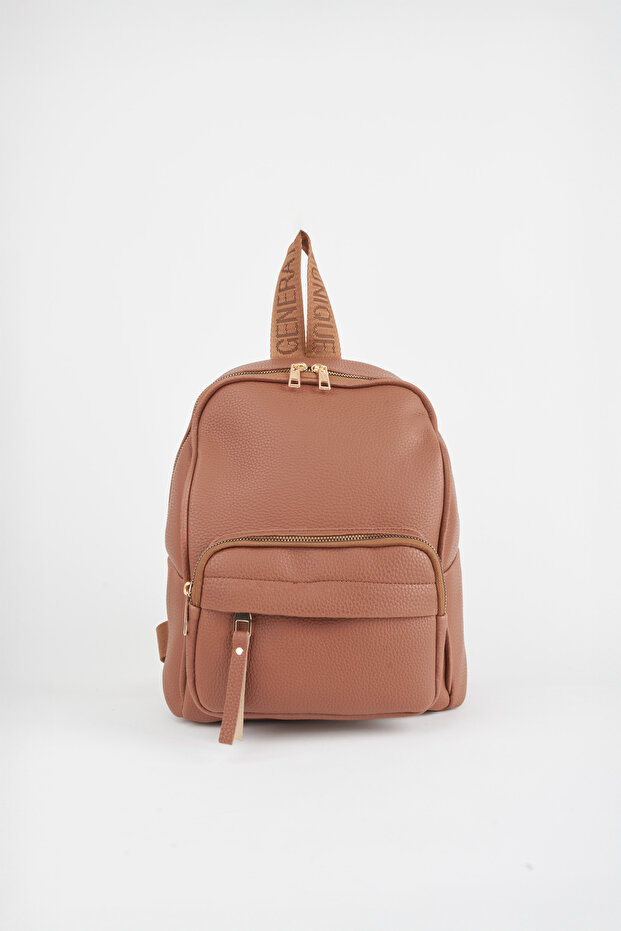 Women's Koala Brown 3 Compartment Soft Faux Leather Zipper Closure Travel & Daily Backpack
